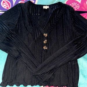 It’s a bit sheer not really but black long sleeve tee kind of crop.
